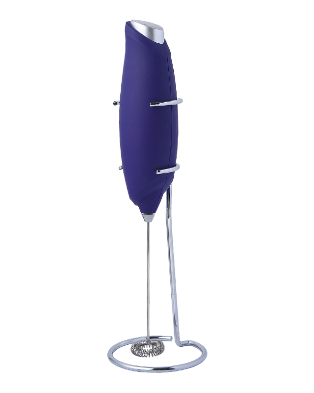 A handheld milk frother that can be used in the office